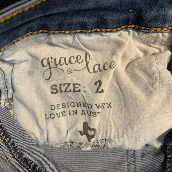 Grace & Lace Jeans Womens 2 Blue Jegging Skinny Stretch Knit Cotton Denim Dark - Picture 6 of 12